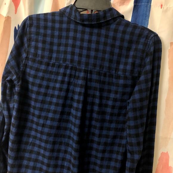 Madewell Black and Blue Gingham Long Sleeve Button Down Shirt Size Small - Picture 7 of 14